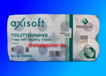 Toilettenpapier Highclean axisoft 2-lg.Tissue  recycling 250 Blatt 64 Rollen