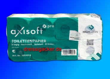 Toilettenpapier Highclean axisoft Pro 3-lg. Zellstoff 250 Blatt 72 Rollen