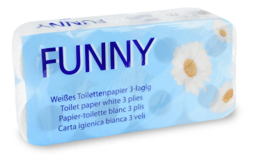 Toilettenpapier Funny 3-lg. Zellstoff 250 Blatt 72 Rollen