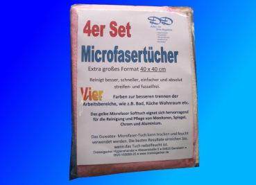 Microfasertücher 4er Set blau, gelb, grün, rosa