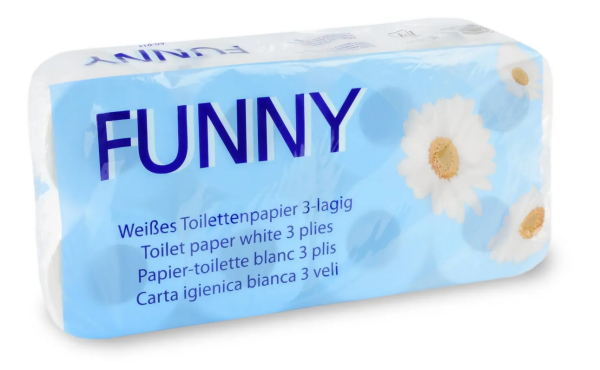 Toilettenpapier Funny 3-lg. Zellstoff 250 Blatt 72 Rollen